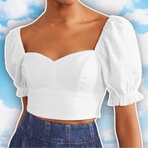 NWT BODEN Sweetheart Linen Crop Top Cottagecore Coquette Prairie Regency Preppy